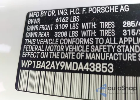 2021 Porsche Cayenne Coupe из США, поврежденный, VIN WP1BA2AY9MDA43853